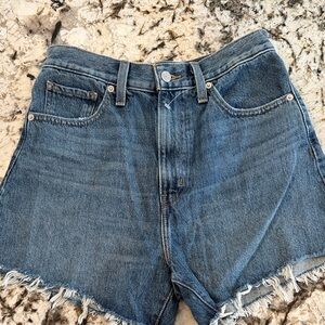 Levi's Blue Denim Frayed Hem Cutoff Shorts